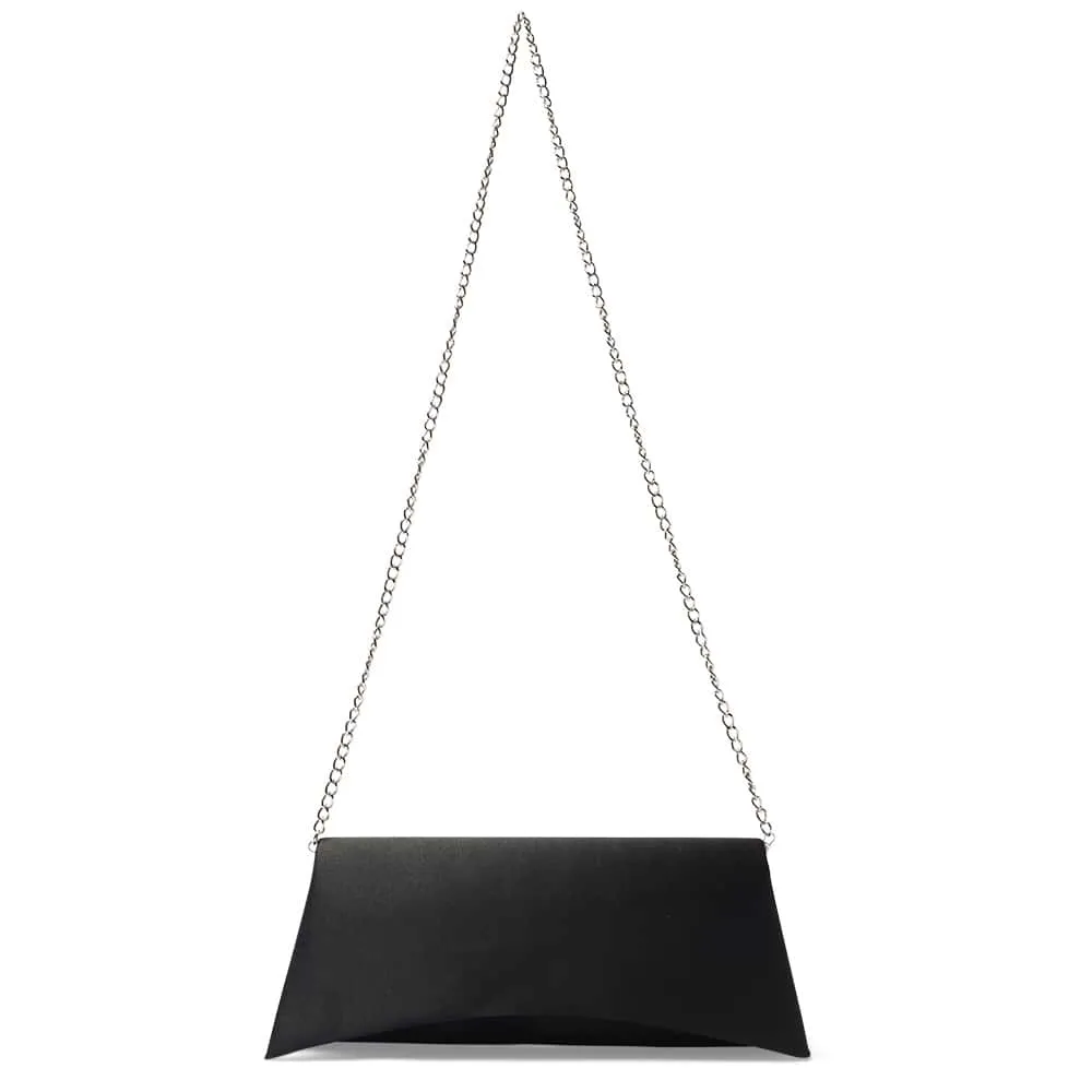 Zoey Evening Bag in Black Satin